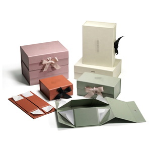 Monochrome cardboard packaging box foldable packaging gift box with ribbon