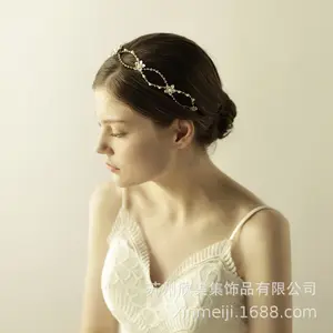 2312O823 lacquer flower an and bridal headwear double strand shiny chain headband accessories manufacturers wholesale