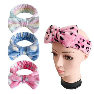 Bandeau en peluche à nœud papillon, élastique coloré à rayures, pour femmes, pour le maquillage, le lavage du visage et l'application <span class=keywords><strong>de</strong></span> masque facial - Product Image 1