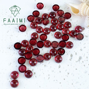 Pietre preziose sfaccettate di granato rosso naturale all'ingrosso, cabochon rotondo bombato, anello fai da te lavorato a mano con gioco di colore nelle misure 4mm/5mm - Product Image 1
