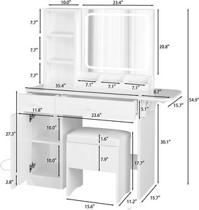 Tocador pequeño <span class=keywords><strong>de</strong></span> madera para dormitorio <span class=keywords><strong>de</strong></span> <span class=keywords><strong>maquillaje</strong></span> <span class=keywords><strong>de</strong></span> vidrio flotado con espejo y cajón Led <span class=keywords><strong>de</strong></span> luz <span class=keywords><strong>de</strong></span> cuerpo entero - Product Image 4