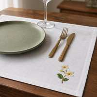 Set de table brodé personnalisé en tissu de qualité supérieure, serviette de table