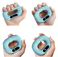 Anillo de Agarre de Silicona Inteligente, Fortalecedor de Dedos Ajustable con Función de Conteo y Control Remoto para Pasar Páginas de Video