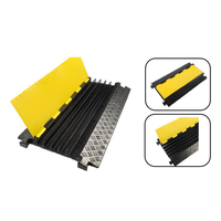 Protector de Cables de Goma Leahua Negro y Amarillo 900*600*80mm, Canal de 60x40mm, Reductor de Velocidad para Seguridad Vial