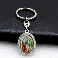 Notre Dame de Guadalupe Vierge Marie Porte-clés Croix Jésus Catholique Porte-clés Bijoux Pendentif Charmes Baptême Cadeaux Souvenir Faveurs