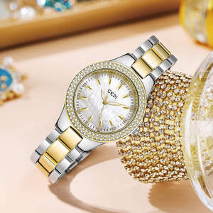 Montre à quartz pour femme GEDI de luxe, grand cadran serti de diamants, chronographe à double bouton, étanche 3ATM, élégante montre-bracelet pour tous les jours - Product Image 4