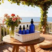 Flacon compte-gouttes en verre ambré 20ml 30ml 50ml 80ml 100ml 200ml bleu, réutilisable et personnalisable pour sérums d'aromathérapie