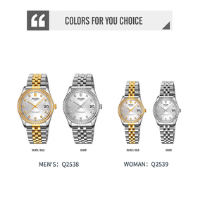 นาฬิกาคู่แบบกำหนดโลโก้เองนาฬิกาแซฟไฟร์กระจกสแตนเลสนาฬิกาควอทซ์กันน้ำ - Product Image 4