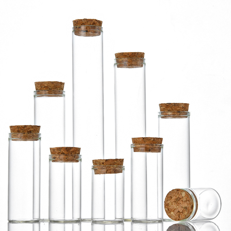 Wholesale Food Grade Flat Bottom Glass Container Borosilicate Glass Test Tubes With Cork Lid