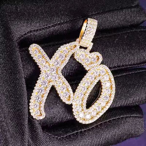 Colgante de racimo <span class=keywords><strong>XO</strong></span> de Plata de Ley 925 Hip Hop Iced Out Bling Pass Diamond Tester VVS Moissanite Letter Men Women's Charms - Product Image 3