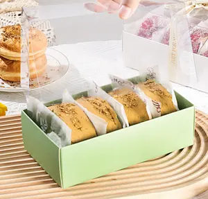 Caixa de presente para padaria grande impressa personalizada por atacado, caixa para pão e bolos, papel kraft para embalagem de alimentos, com as mãos