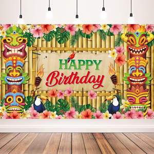 Fondo Fotográfico de Playa Hawaiana para Cumpleaños, Fondo con Sombrilla y Camioneta Surf, Banner Personalizable para Baby Shower - Product Image 3