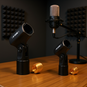 Soporte de Clip para Micrófono de Condensador de 5 Núcleos, Metálico Negro, Ángulo Ajustable, Conector Macho de 5/8'' y Hembra de 3/8'', Montura Antivibraciones para Grabación - Product Image 2