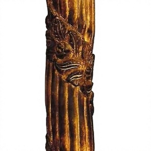 Support de bougie d'église rustique en bois et métal, sculpté et gravé, mural, écologique, finition dorée, rectangulaire, haut - Product Image 2