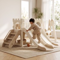 Ensemble de jeu multifonctionnel pour enfants en intérieur, château, toboggan, balançoire, charge maximale 80 kg, adapté aux enfants de 1 à 8 ans.