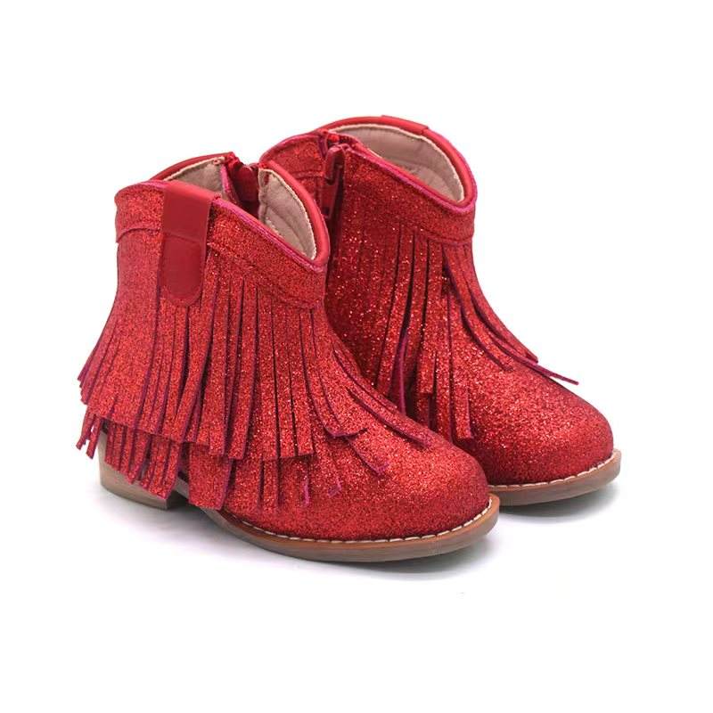 Wholesale Colorful Kids Fringe Boots Girls Fashion Trend Toddler Children  Winter Shoes Baby Customized Ankle Girls Casual Boots