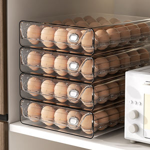 Organisateur empilable en plastique à double couche avec 40 compartiments et support de plateau pour réfrigérateur - Vente en gros - Product Image 2