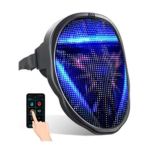 Led Bluetooth Mask programlanabİlİr cadılar bayramı ses aktif Led parti maskesi yüz Rhinestone cadılar bayramı cadılar bayramı arındırıcı maske