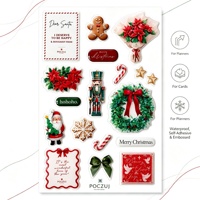 Autocollants personnalisés OEM de Noël, autocollants découpés à la forme, imperméables, étiquettes de fête, emballage cadeau, scrapbooking, promotion