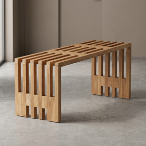 Nuevo Banco Moderno Minimalista de Madera de Teca Thalcone sin Respaldo para Exteriores, Comedor, Parque, Patio, Jardín, Asientos de Madera con Listones Ecológicos - Product Image 2