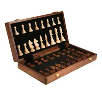 थोक लोकप्रिय उच्च गुणवत्ता प्राचीन लकड़ी के तह बोर्ड खेल शतरंज टुकड़ा सेट शतरंज बोर्ड सेट