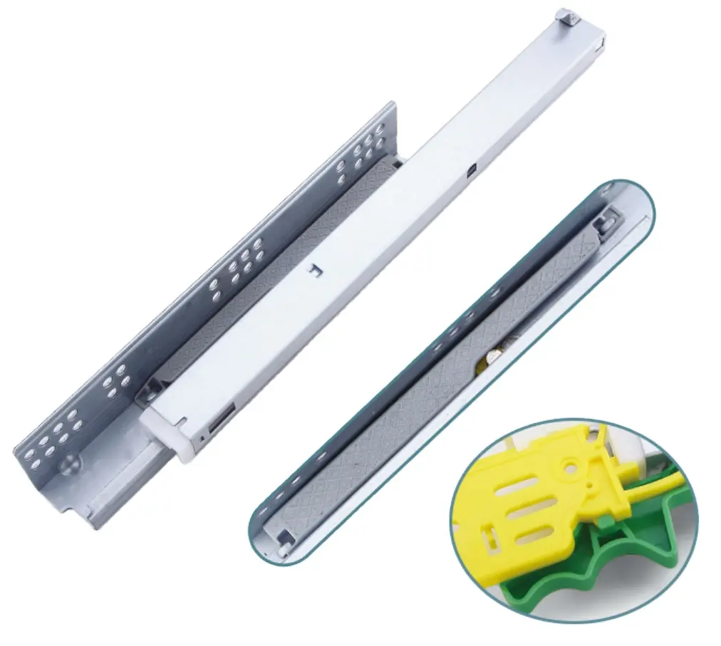 10 12 inch/250 300 Telescopic Push Open Hidden 3 three way nickel color Sliding Track for cabinet furniture drawer buffer slide