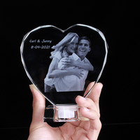 Cadeau surprise, cadre photo en cristal de verre gravé au laser 2D avec base LED personnalisée