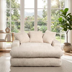 <span class=keywords><strong>Chaise</strong></span> <span class=keywords><strong>longue</strong></span> ottoman en tissu velours côtelé surdimensionné, confortable, avec assise épaisse, fauteuil inclinable, canapé pour chambre à coucher - Product Image 6