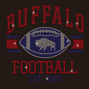 Logo della Squadra di Football BUFFALO, Motivo Termoadesivo con Cristalli Luccicanti, Trasferimento di Strass per Abbigliamento - Product Image 1