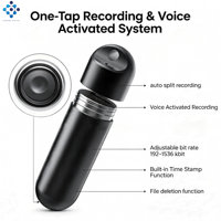 Enregistreur vocal de type pendentif S1+ avec trou pour cordon |   Mini enregistreur audio rond 32 Go avec indicateur LED pour les voyages