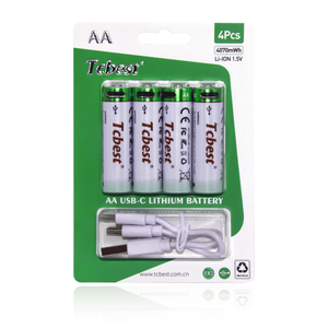 Batterie <span class=keywords><strong>Rechargeable</strong></span> Lithium-ion Personnalisée Marque Grossiste <span class=keywords><strong>AA</strong></span> 1.5V avec Port Type-C et Câbles de Charge - Product Image 2