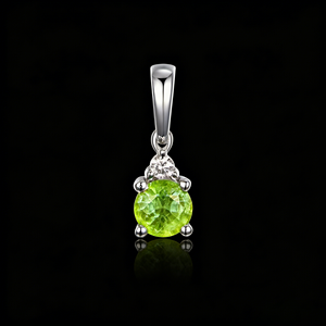 Pendentif de luxe classique en or massif 10K/14K/18K, ornementé d'un péridot d'août de taille ovale, cultivé en laboratoire (CVD/HPHT), certifié IGI, idéal pour un cadeau de fiançailles ou un bijou de naissance. - Product Image 2