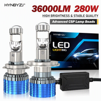 Ampoule de phare LED HYNBYZJ H4 H11, éclairage extérieur automobile, feux de voiture 280W 36000LM 6500K, lentille de projecteur, faisceau haut et bas HYNBXYZJ