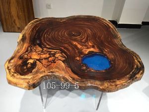 Lastra di legno della cucina rotondo chiaro ocean Resina Artigianato In Legno massello Mobili Per La Casa del Fiume Lake Resina Epossidica Caffè Tavoli Da Pranzo - Product Image 4