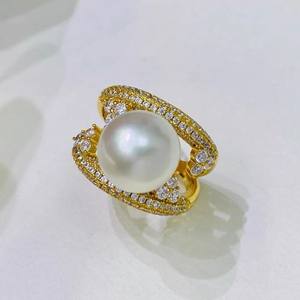 10589DIY Pearl Accessories S925 <b>Silver</b> Ring Empty Holder Fashionable 8-10mm <b>Beads</b> Decoration for Women - Product Image 3