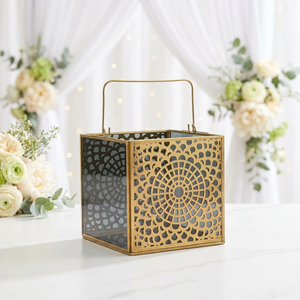 Latest Home Decorations <b>Mini</b> Brass Antique Votive Candle Holder with Black Glass Tabletop Lanterns - Product Image 1