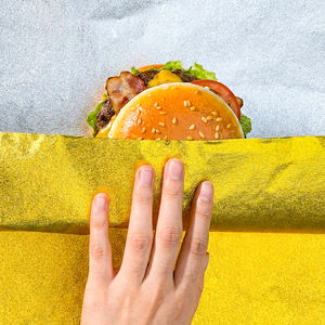 <span class=keywords><strong>Carta</strong></span> da Imballaggio in Alluminio Laminato Personalizzabile, Impermeabile e Anti-Grasso, <span class=keywords><strong>per</strong></span> Alimenti, Ideale <span class=keywords><strong>per</strong></span> Hamburger e Sandwich - Product Image 5