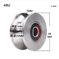 Diamètre extérieur 48mm largeur 16mm rainure en U roues à roulettes en acier inoxydable 304 pour porte coulissante en métal