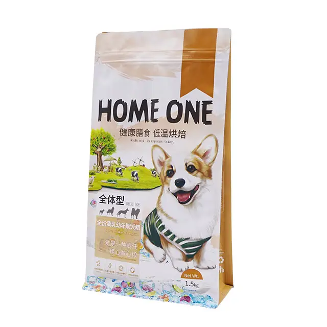 customized resealable pet food pouch 8 side seal pouch stand up pouch for dog food bag