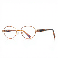 3159 Lunettes vintage anti-lumière bleue, monture ovale dorée, petite monture pleine, tendance, pour femme, look naturel pur, verres unis