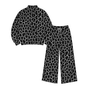 Preordine GLP3827 Set Donna con Maglia a Maniche Lunghe con Zip e Pantaloni Viola per Mardi Gras, Abbigliamento Yoga e Sportivo - Product Image 3