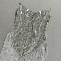 Robe de soirée élégante sans manches pour femme, haut de gamme, avec strass, franges et sequins, style bandage moulant, sans bretelles, modèle SB3953