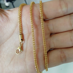 3Mm Square Foxtail <b>Chain</b> Necklace, Stainless Steel, Steel/Gold Hip Hop Necklace Tanjing Fashion Lijing Necklace - Product Image 2