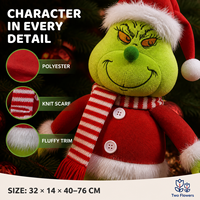 Poupée en peluche de Noël douce de 40-76 cm avec jambes extensibles, monstre vert, décoration sur pied pour la maison, l'hôtel, le magasin