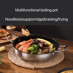 Stainless Steel Korean Style Dry Pot Non-stick Mini Troop Pot <strong>Paella</strong> <strong>Pan</strong> With Double Handles for Boiling Seafood Ramen Soup - Product Image 3