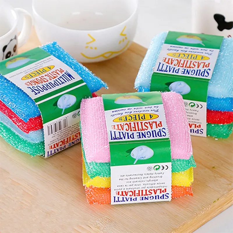Biodegradable Eco Kitchen Cleaning Sponge 4 Pack Scouring Pad