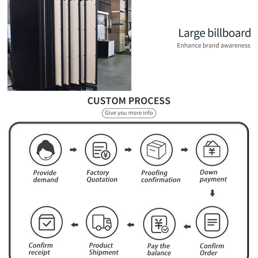 Tsianfan Customized Telescopic Metal Holder Panel Marble Granite Sliding Display System Rack Stand Stone Tile Sample Showroom