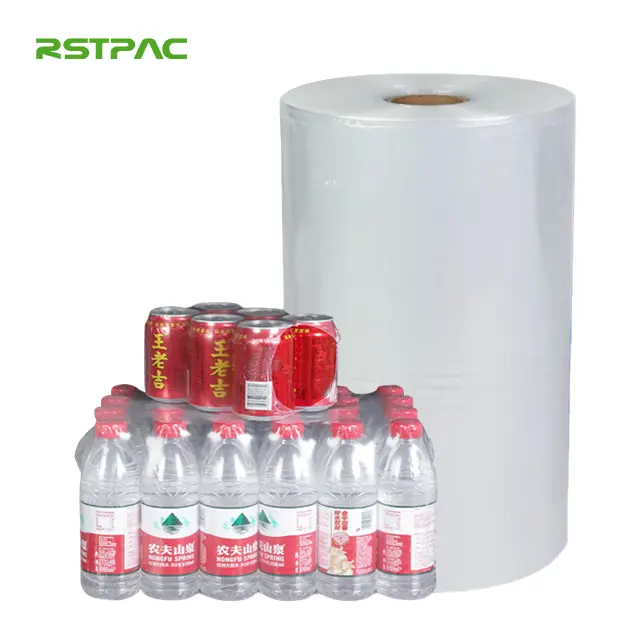 Traitement personnalisé plat lisse transparent emballage de boisson matériau PE film rétractable à chaud eau minérale cola emballage rétractable à chaud