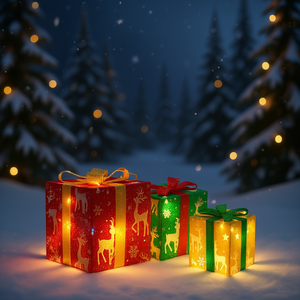 Cajas de Regalo Navideñas con Diseño de Ciervos Estrellados, 50 Luces LED, Funciona con Pilas, Resistente al Agua, Decoración Interior y Exterior, Juego de 3 - Product Image 2
