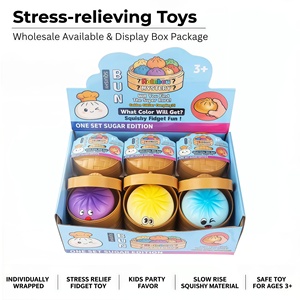 Kawaii Steamed Bun Squishy 8cm Plastic Stress Relief & Fidget Toy with Slow Rising Mystery Color <b>Blind</b> Box Ages 2+ Unisex - Product Image 1